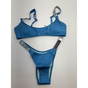 VICTORIAS SECRET Shine Strap Cosmo Bikini Swim Tulum Top SM Brazilian Bottom XS